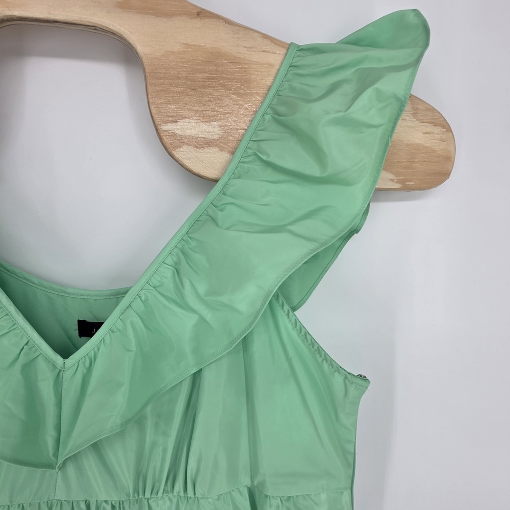 J.Crew Midi Dress Womens 4 Ruffled Shoulder Drapey Pockets Green Lined‎ Party - Picture 5 of 9